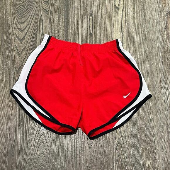 Nike Dri-Fit Running Shorts Elastic Waist Stretch Pull-On Swoosh Red Size S - Picture 1 of 5